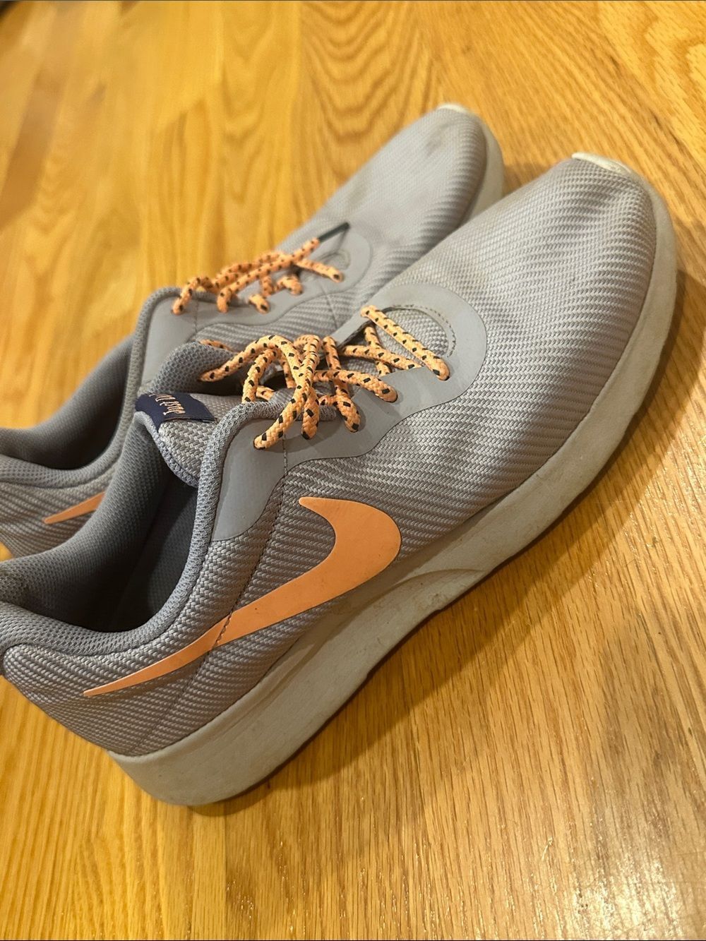 Nike Sneakers (worn on toe) size 9.5 gray orange running shoes